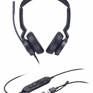 Yealink UH46 Dual branché sur PC portable avec adaptateur USB-A