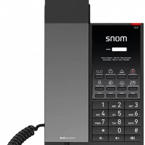Téléphone hôtelier analogique Snom HD350A design noir bronze. Téléphone de chambre antibactérien Snom HD350A.